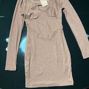 SHEIN SXY Chocolate Long Sleeve Dress